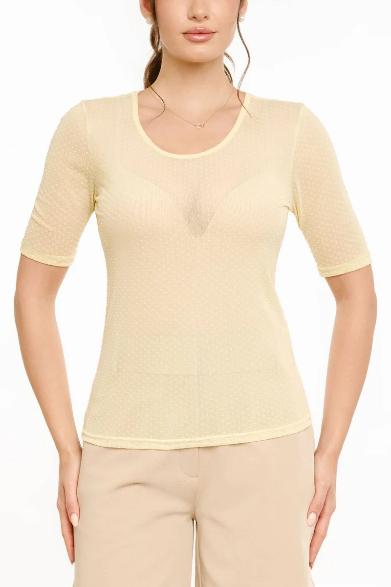Liberte - Mesh Ss Tshirt, Dot 22011 - Yellow