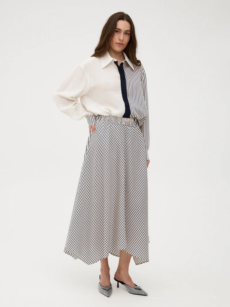 Gossia - Cloriego Skirt G3314 - Navy Creme Stripes