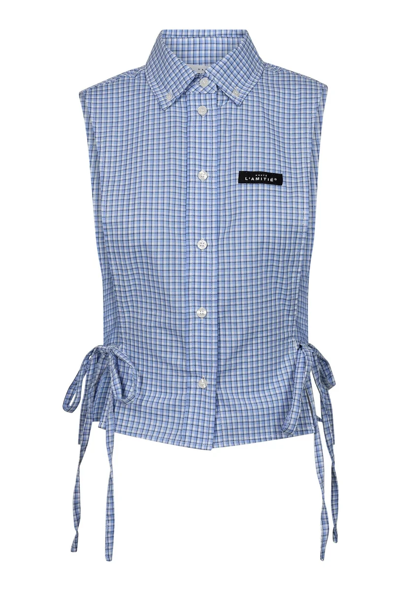 Haute L'Amitié - Front Lap Blue Check Shirt Hl11083 - Pale Blue