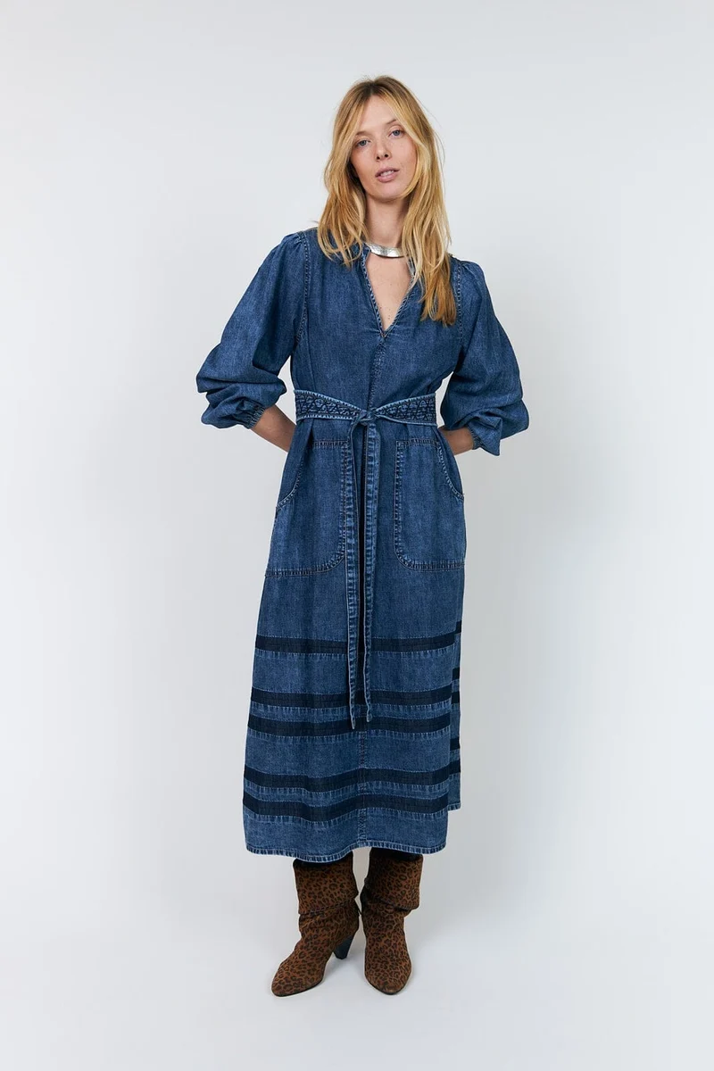 Lollys Laundry - Parisll Midi Dress Ls 26421-3002 - 20 - Blue