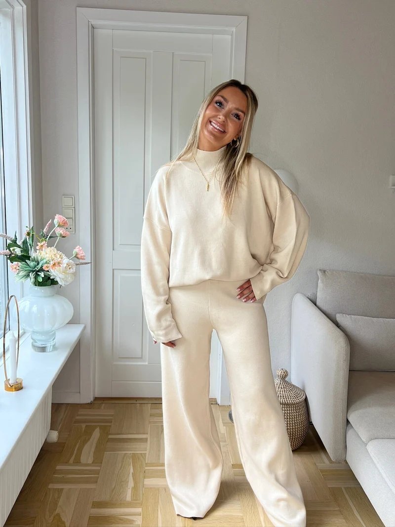 Valentin Studio - Comfy Knit Pants 169310 - 122 - Creme