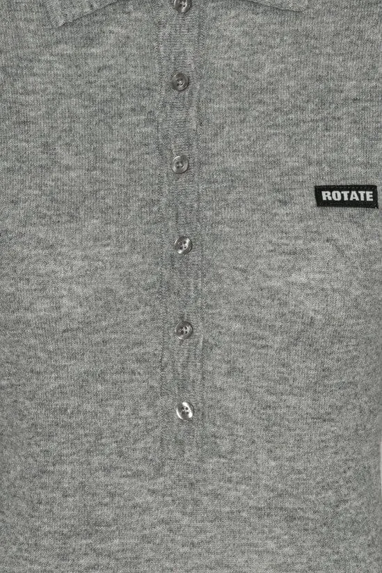 Rotate - Wool Longleeve Polo 1161811093 - 1093 Frost Gray