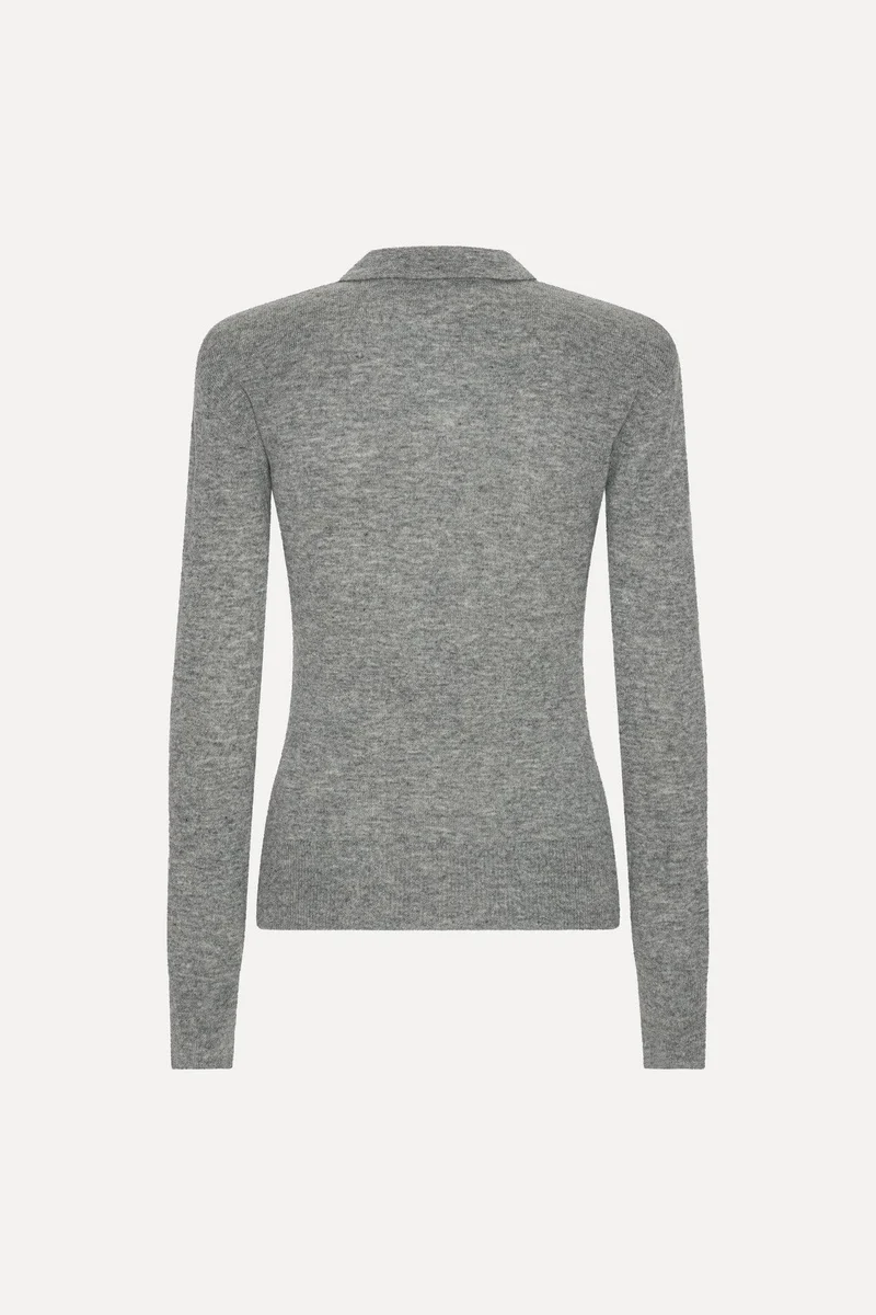 Rotate - Wool Longleeve Polo 1161811093 - 1093 Frost Gray