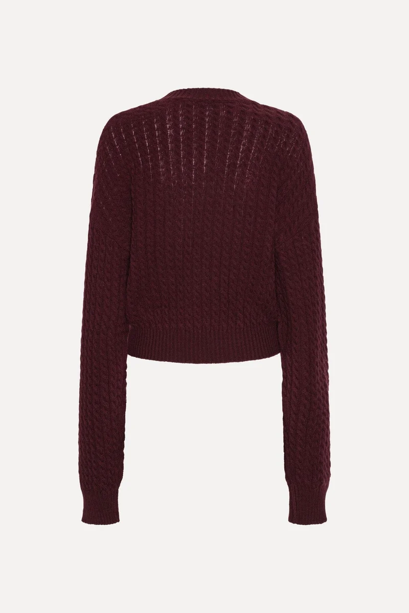 Rotate - Cable Crewneck Sweater 116437741 - 741 Decadent Chocolate