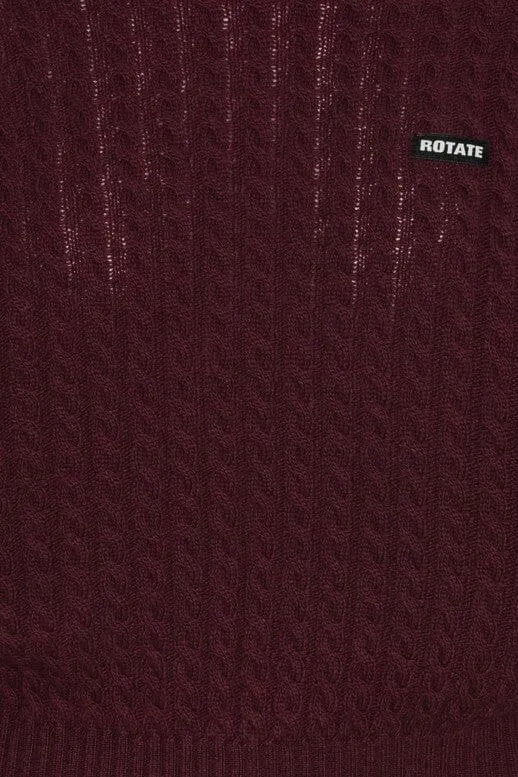 Rotate - Cable Crewneck Sweater 116437741 - 741 Decadent Chocolate