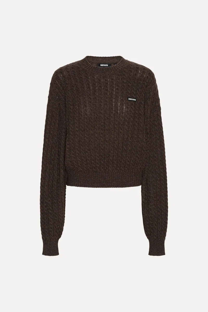 Rotate - Cable Crewneck Sweater 1164372037 - 2037 Potting Soil