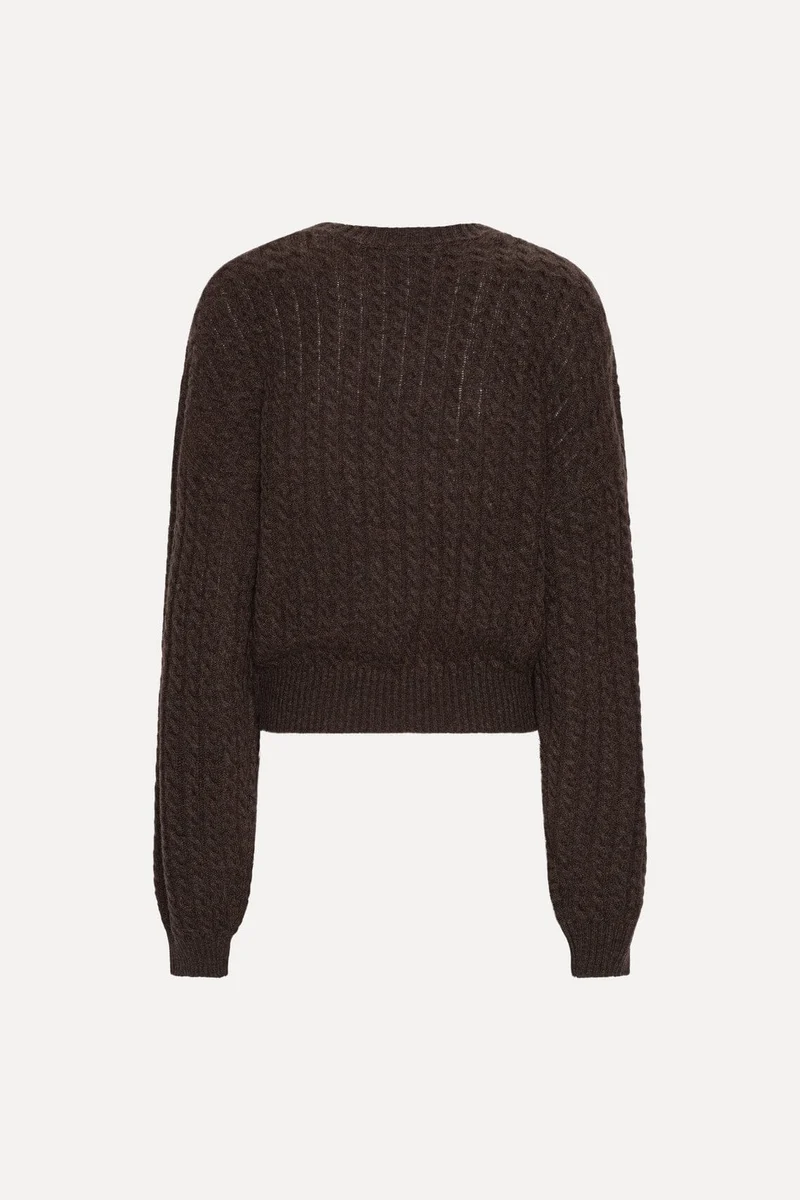 Rotate - Cable Crewneck Sweater 1164372037 - 2037 Potting Soil