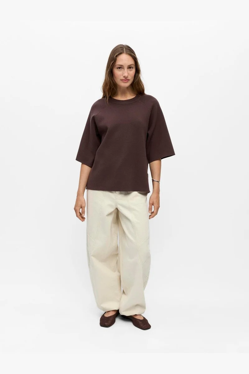 Object - Objreynard 2/4 Knit Pullover - 5103933 Seal Brown