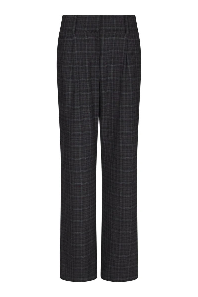 Valentin Studio - Pretty Check Pants Wide 169427 - 104 - Dark Grey