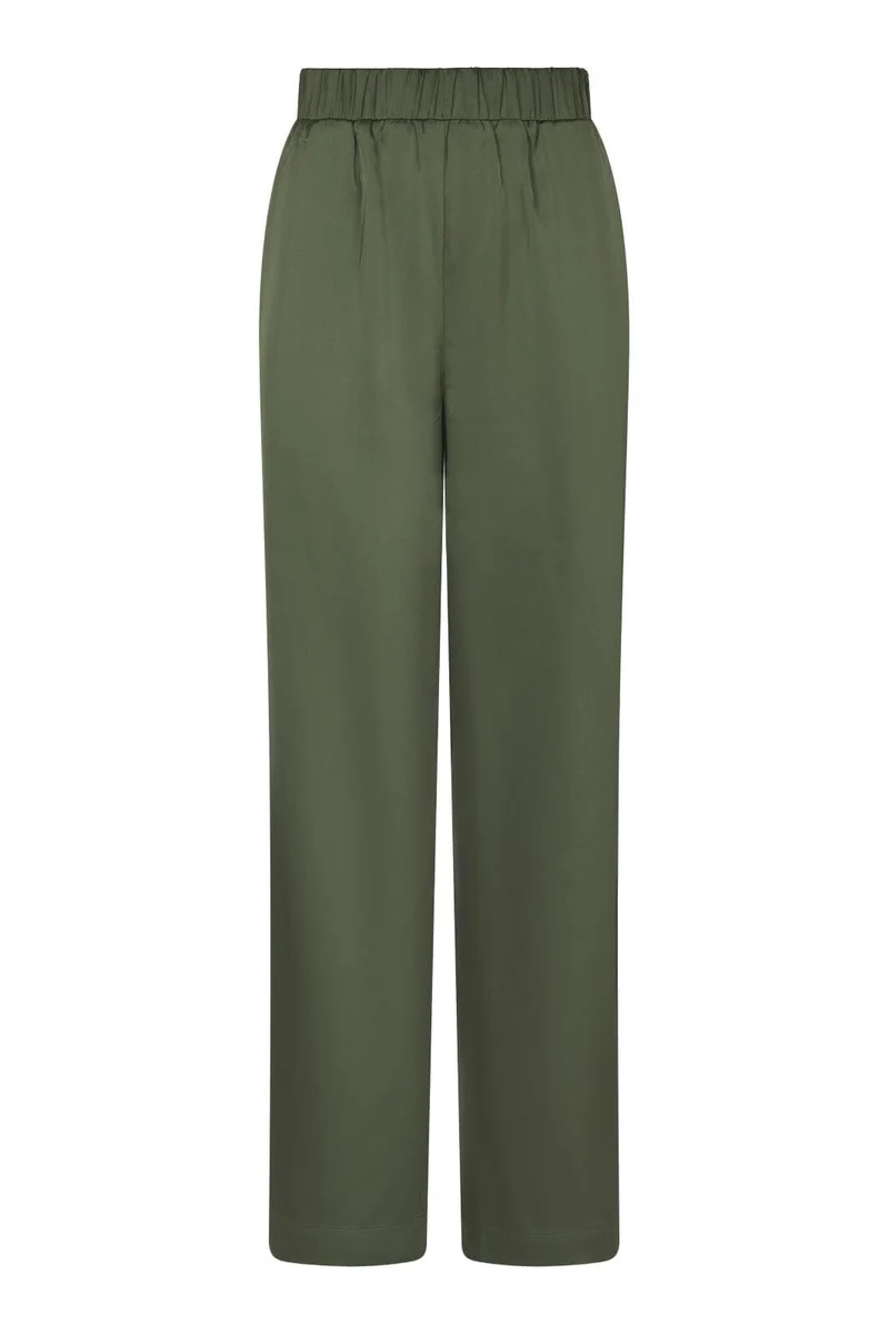 Valentin Studio - Comfy Solid Satin Pants 168094 - 437 - Dark Army