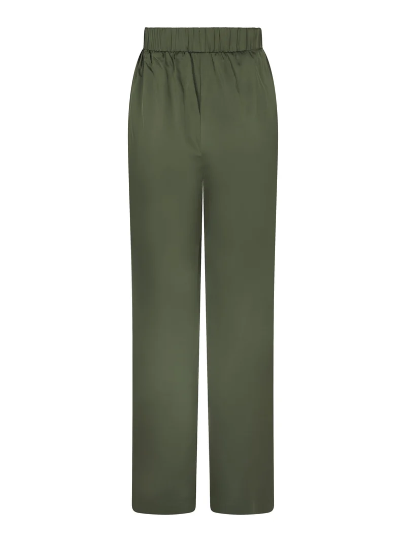 Valentin Studio - Comfy Solid Satin Pants 168094 - 437 - Dark Army
