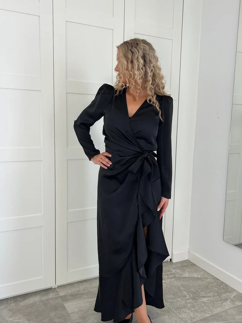 Valentin Studio - Senorita Dress Heavy Satin 167810 - 100 - Black