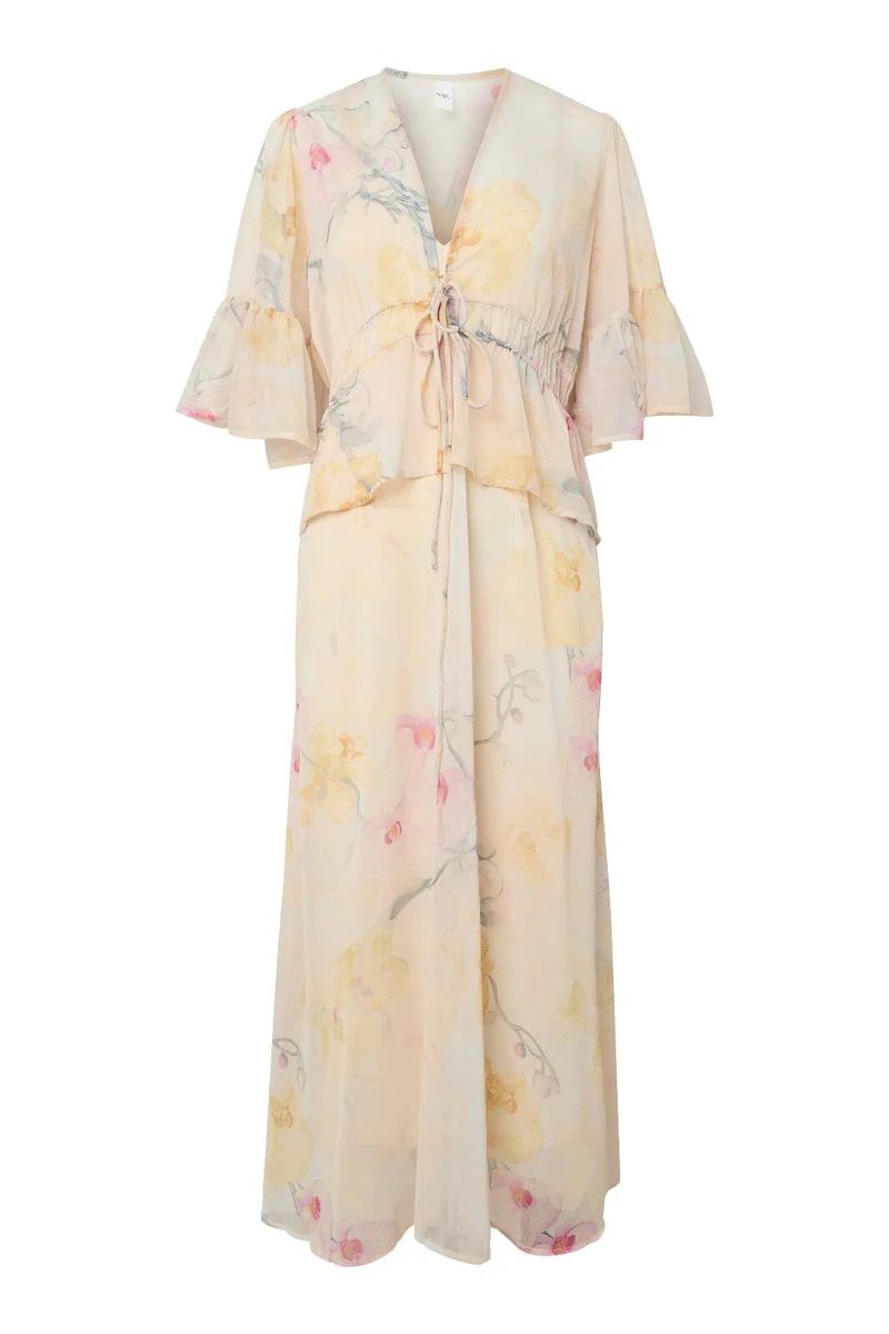 YAS - Yasblomina 2/4 Ankle Dress - 5010329 Afterglow Blomina Aop