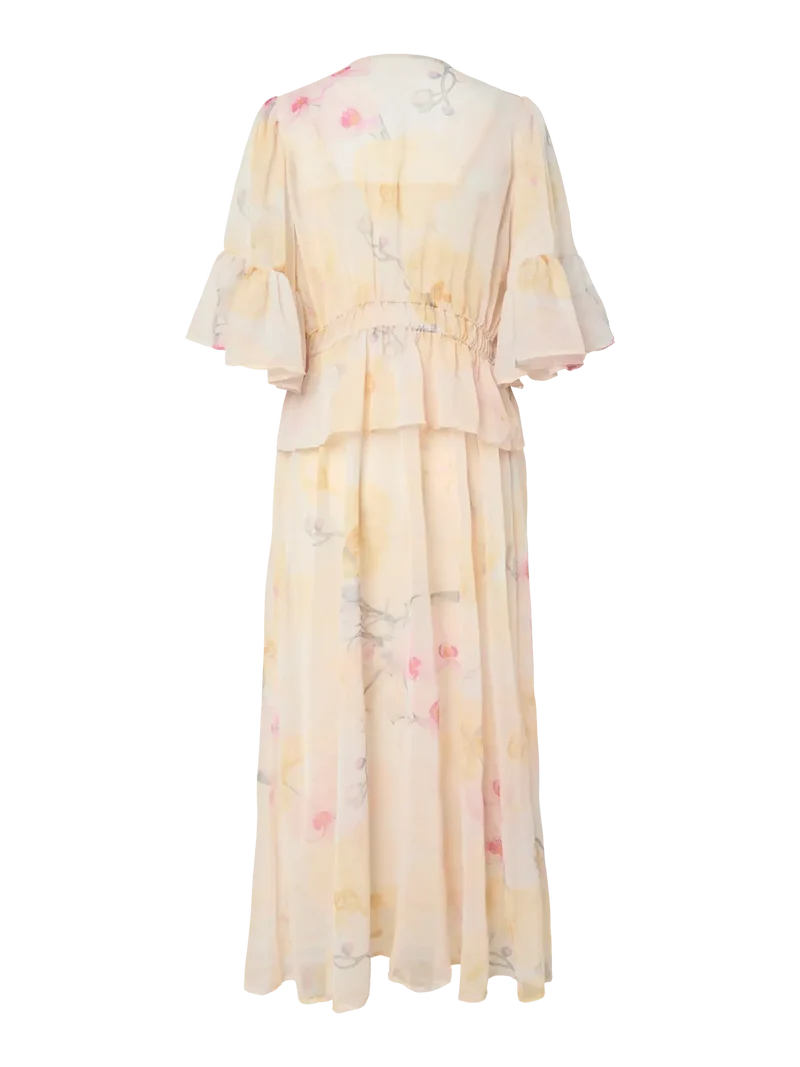YAS - Yasblomina 2/4 Ankle Dress - 5010329 Afterglow Blomina Aop
