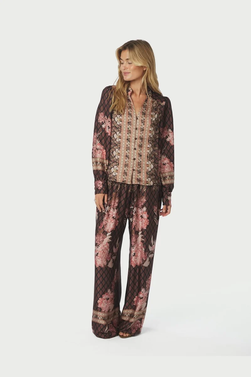 Neo Noir - Lunet Botanical Border Pants 167030 - 100 - Black