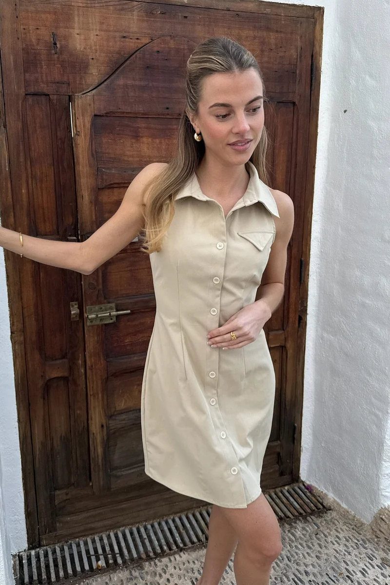 BYIC - Daisyic Dress A23818 - Beige