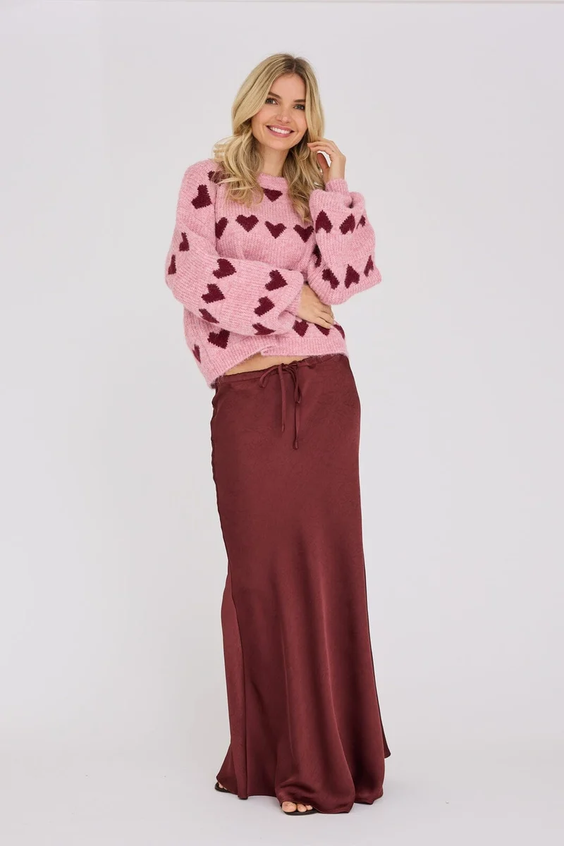 A-View - Heart Knit Pullover AV6034 - 373 - Bordeaux/Rose