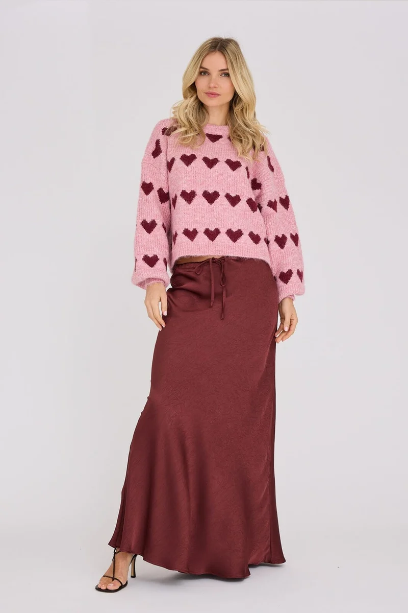 A-View - Heart Knit Pullover AV6034 - 373 - Bordeaux/Rose