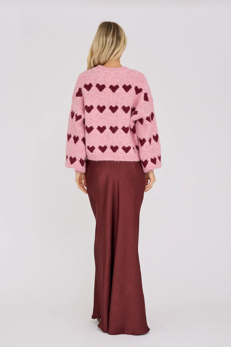 A-View - Heart Knit Pullover AV6034 - 373 - Bordeaux/Rose
