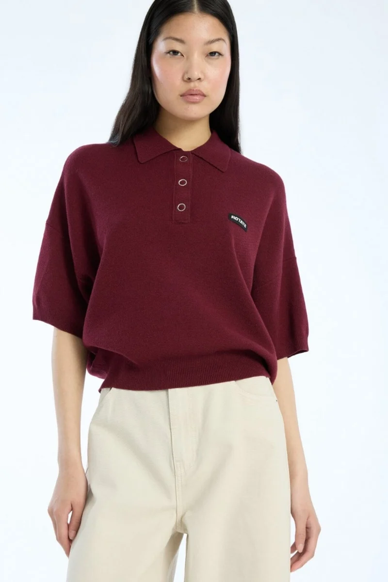 Rotate - Slinky Knit Polo1143042734 - Zinfandel