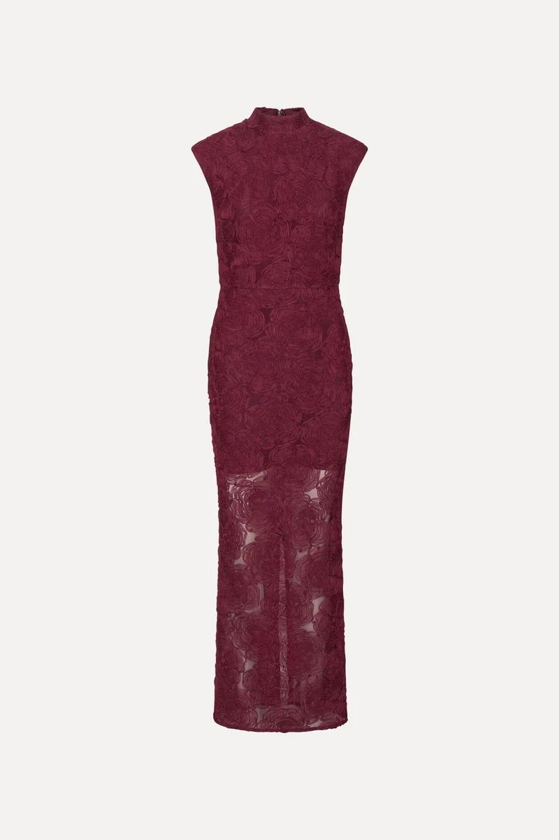 Rotate - Flower Mesh Maxi Dress 116273741 - 741 Decadent Chocolate