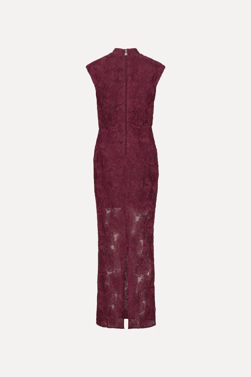 Rotate - Flower Mesh Maxi Dress 116273741 - 741 Decadent Chocolate