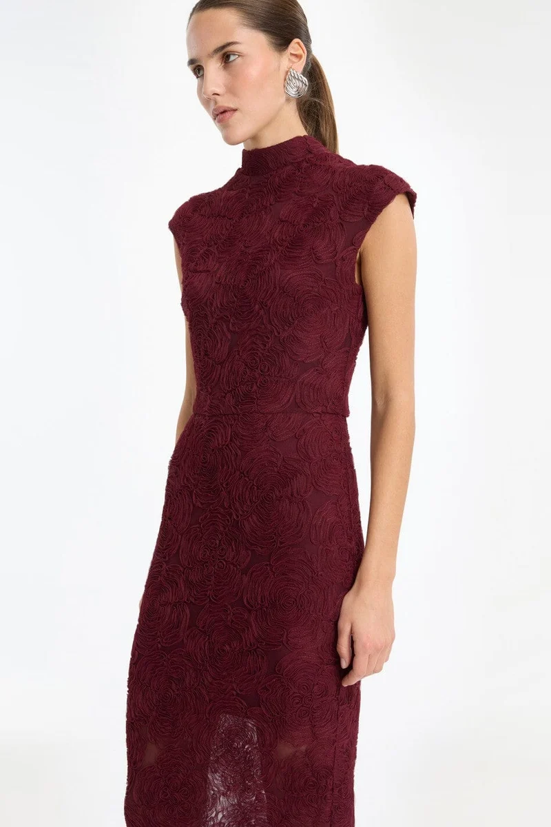 Rotate - Flower Mesh Maxi Dress 116273741 - 741 Decadent Chocolate
