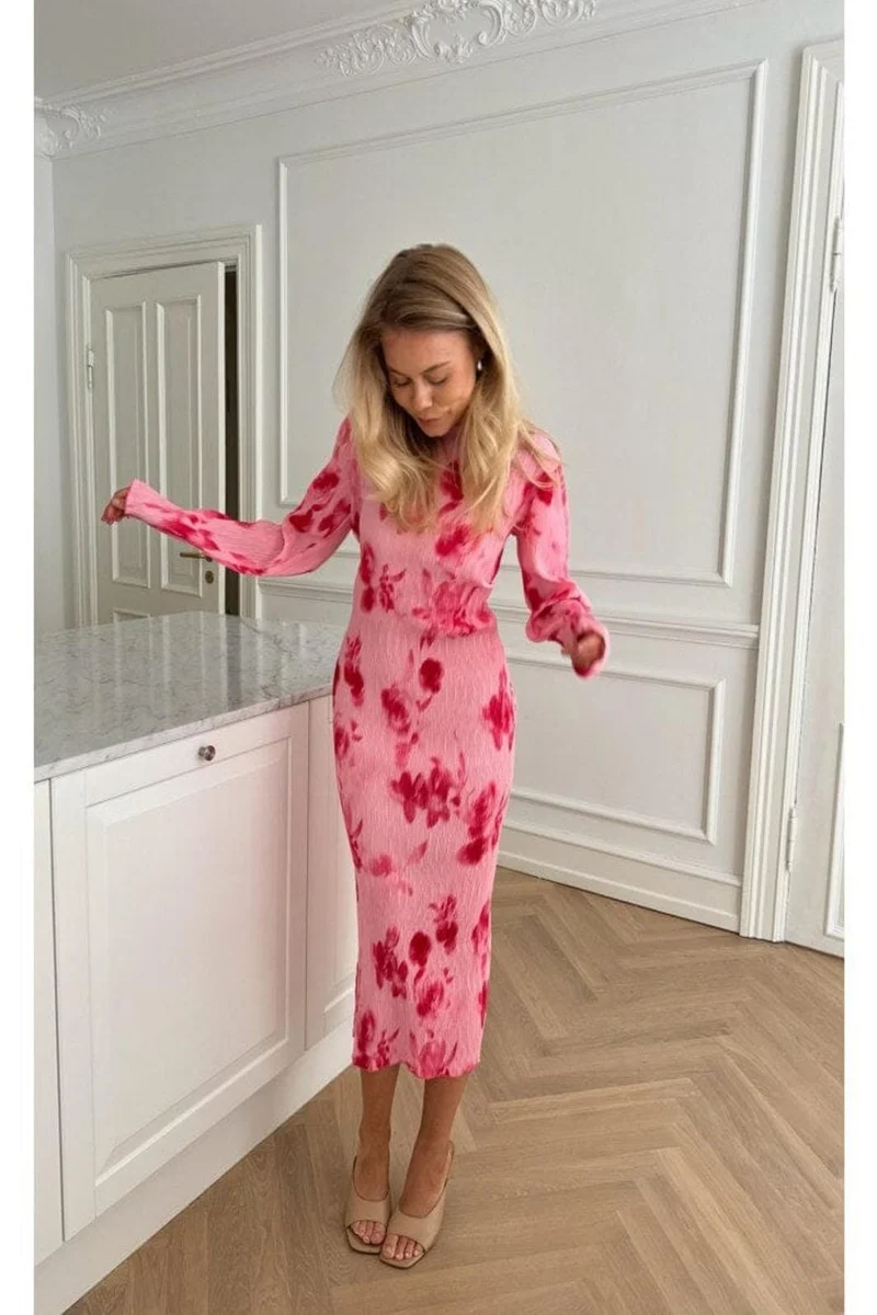BYIC - Odaic Dress - apfp Abstract Pink Flower Print