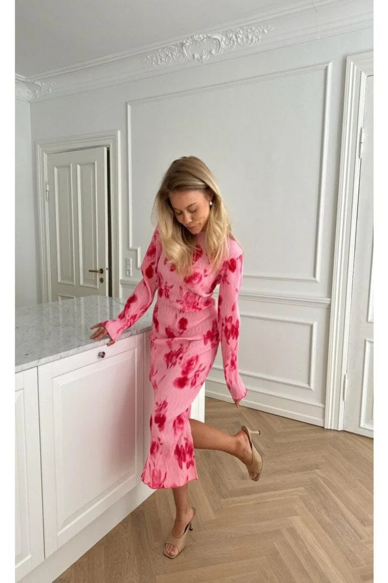 BYIC - Odaic Dress - apfp Abstract Pink Flower Print