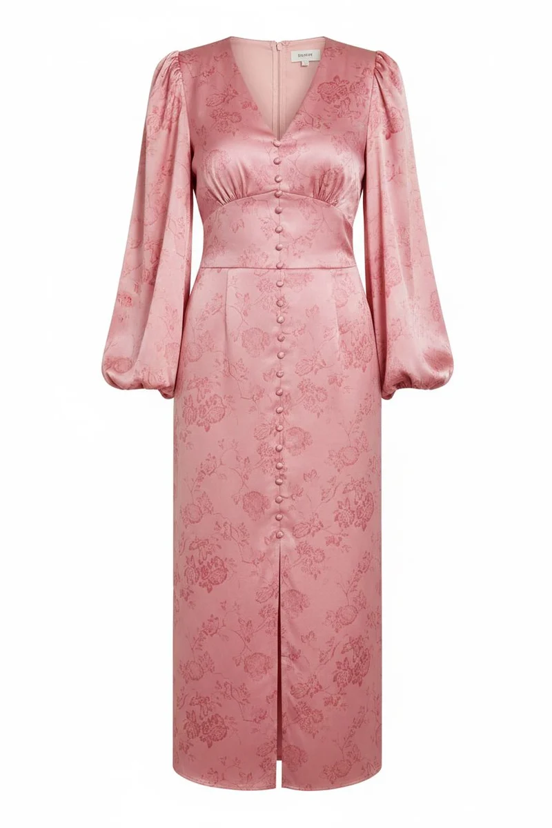 Neo Noir x Molly&My - Alto Pattern Sateen Dress 166828 - 754 - Light Pink