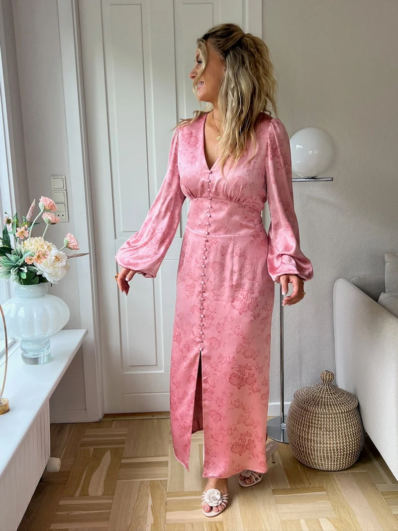 Neo Noir x Molly&My - Alto Pattern Sateen Dress 166828 - 754 - Light Pink