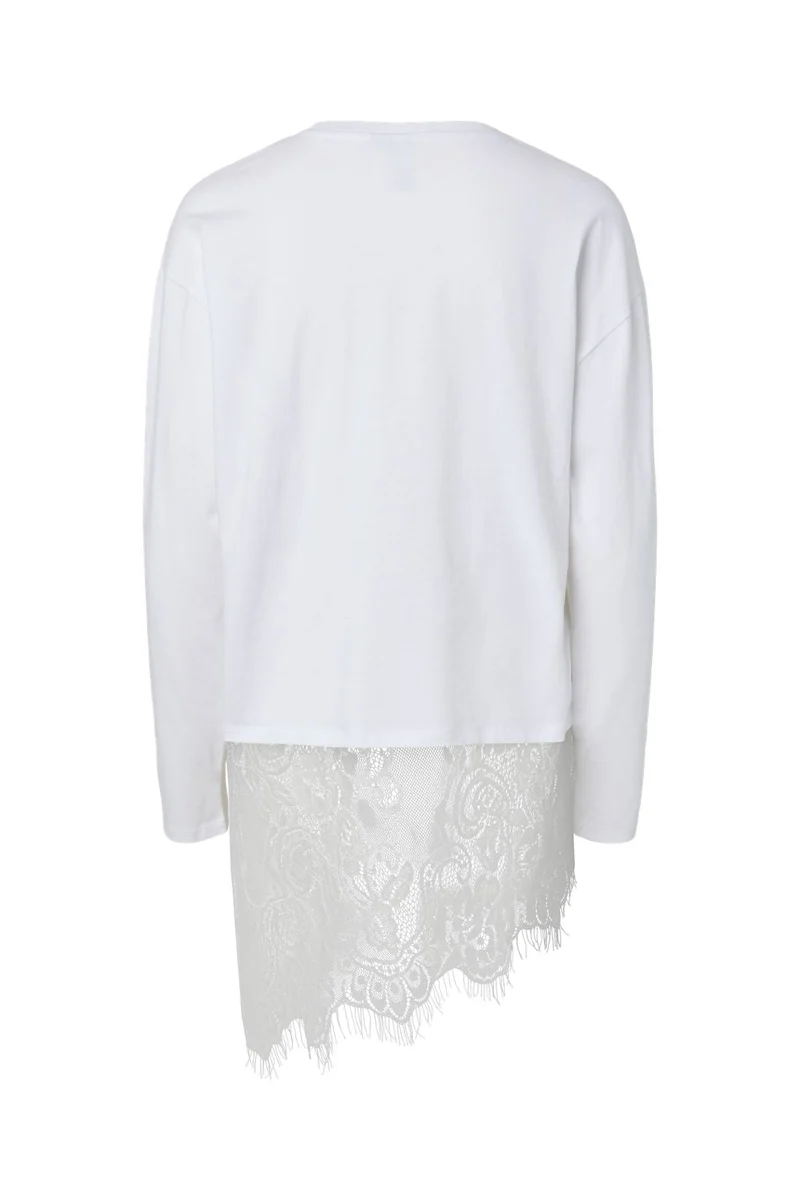Pieces - Pcmave Ls Lace Top - 5205170 Bright White