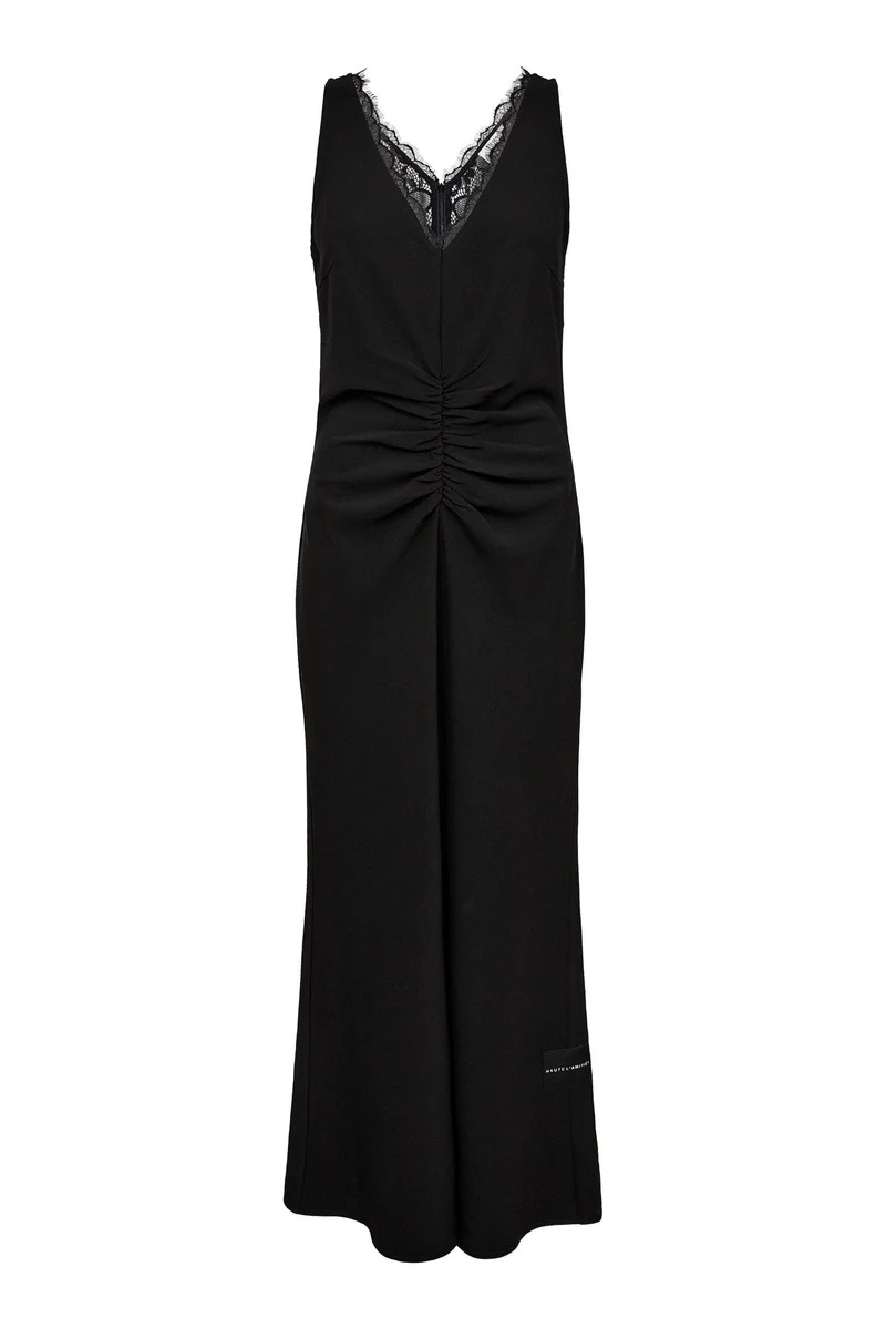 Haute L'Amitié - Satari Lace Gather Dress HL10743 - Black