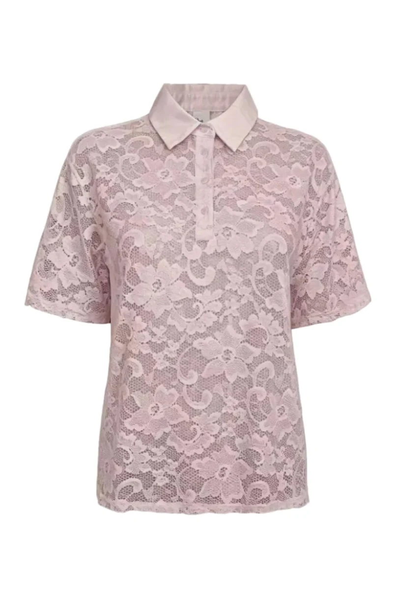 Dear Molly - Broderi Polo Shirt - Pink