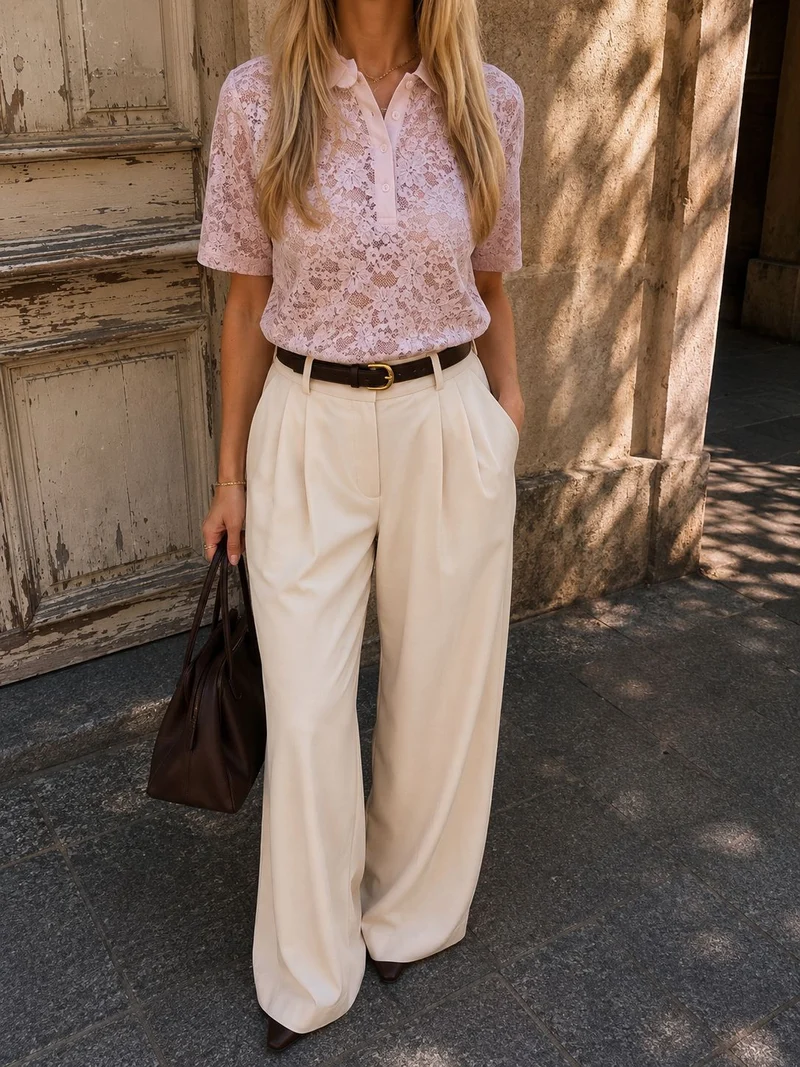Dear Molly - Broderi Polo Shirt - Pink