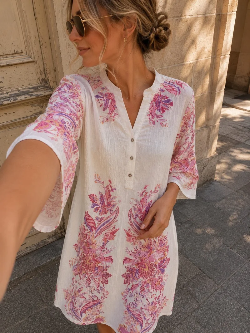 Dear Molly - Tunic Midi Dress - Pink