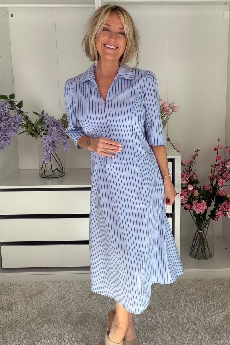 Dear Molly - Shirt Dress - Blue And Red Stripe