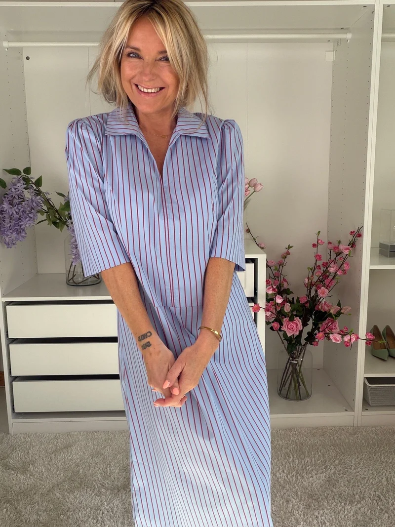 Dear Molly - Shirt Dress - Blue And Red Stripe