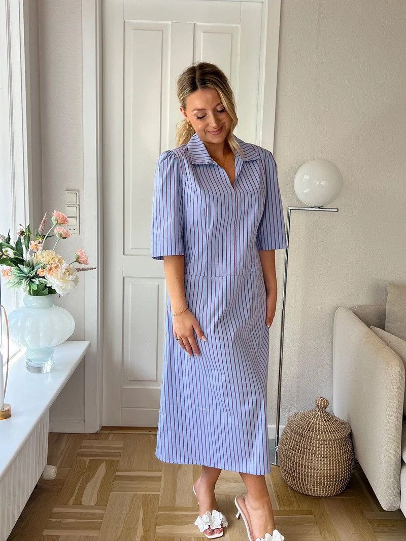 Dear Molly - Shirt Dress - Blue And Red Stripe