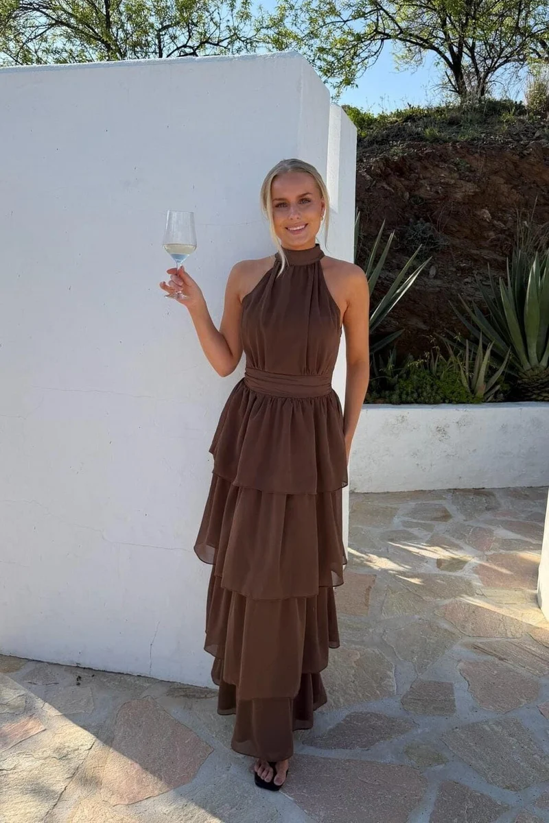 BYIC - Belleic Long Dress A25141 - Dark Brown
