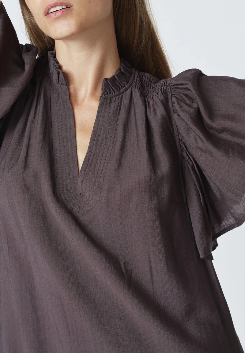 Co´Couture - Heracc Ss Frill Dress 36421 - 83 - Mocca