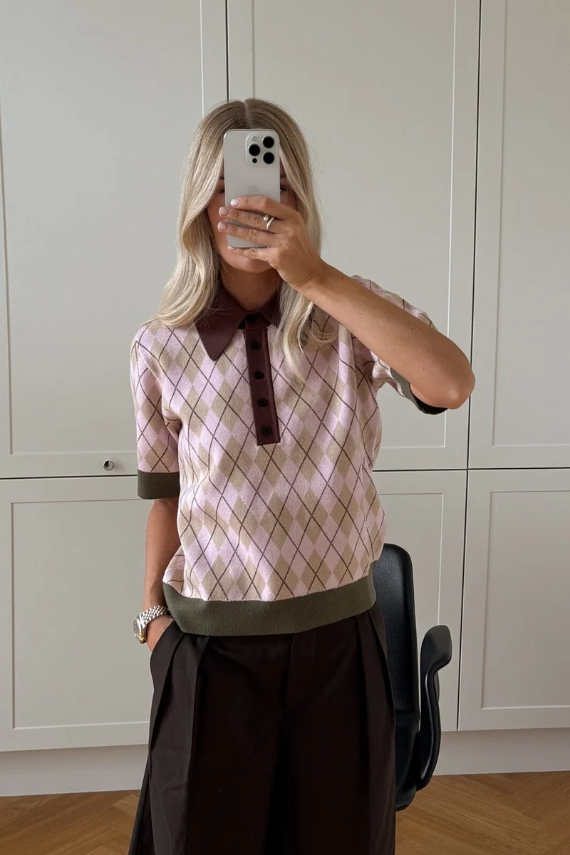 Noella - N-Makayla Ss Knit 15030002 - 1544 - Diya Pink Check