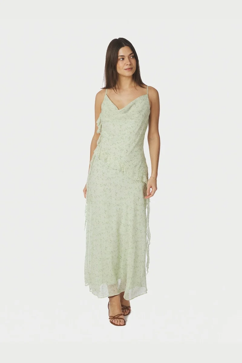 Neo Noir - Belena Leafy Ditsy Dress 169358 - 154 - Light Green