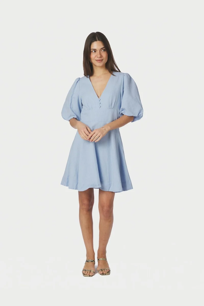 Neo Noir - Halli Linen Dress 169330 - 145 - Light Blue