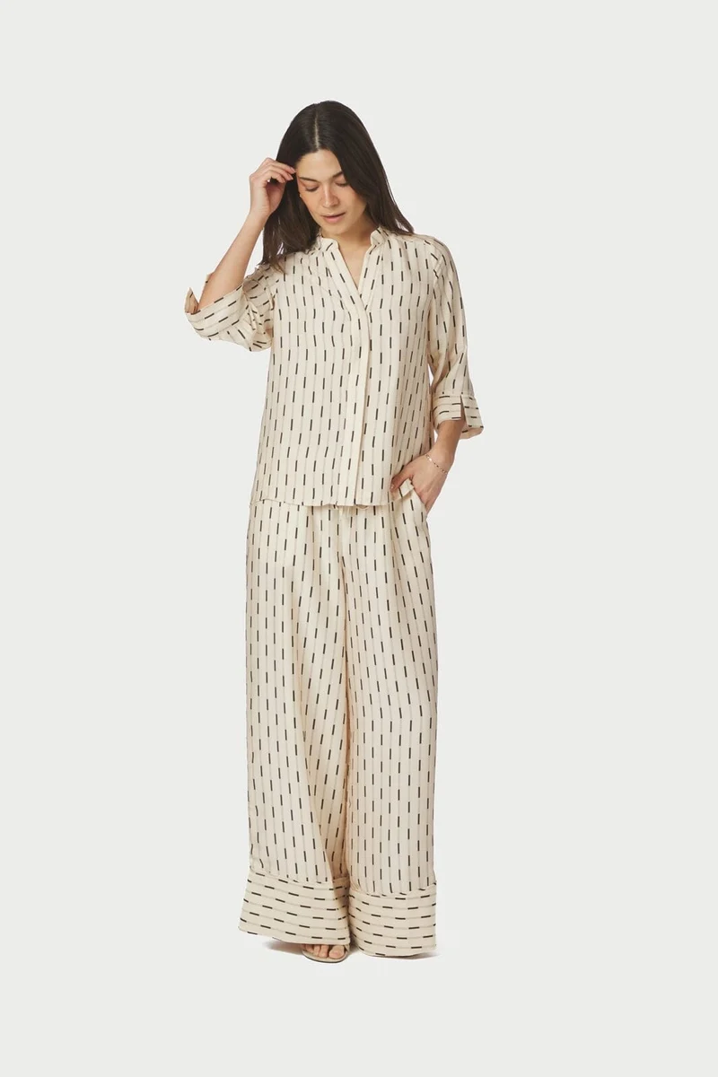 Neo Noir - Sora Print Pants 169279 - 122 - Creme