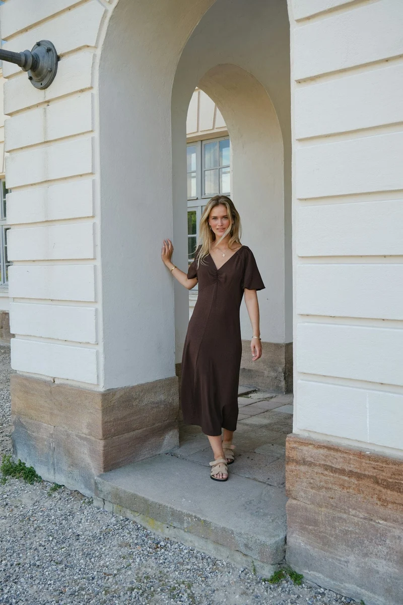 Neo Noir - Bomba Structure Solid Dress 169248 - 676 - Dark Brown