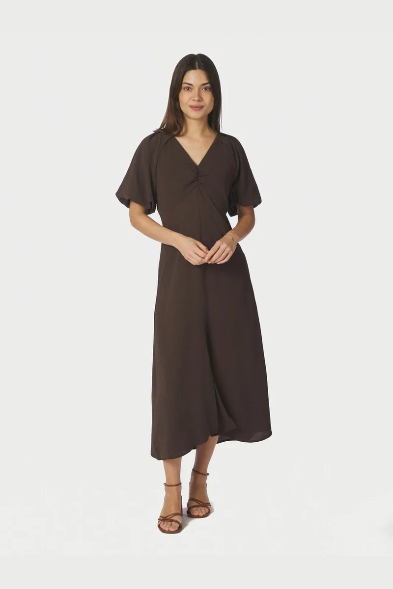 Neo Noir - Bomba Structure Solid Dress 169248 - 676 - Dark Brown