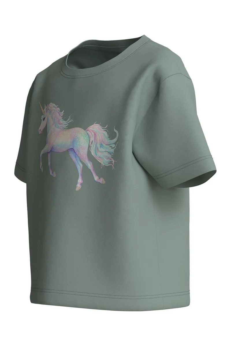 Name It - Nmfvotea Ss Nreg Top - 5088894 Green Milieu Unicorn
