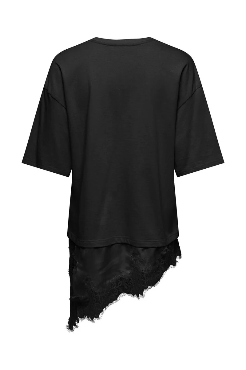 JDY - Jdyalma 2/4 Lace Detail T-Shirt - 5123495 Black