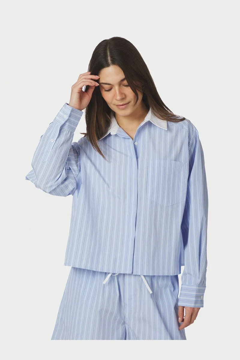 Neo Noir - Delfia Stripe Shirt 169224 - 665 - Light Blue Stripe